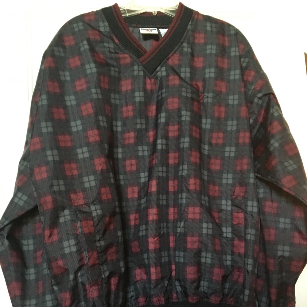 Jerzees V Neck Plaid Pullover Windshirt